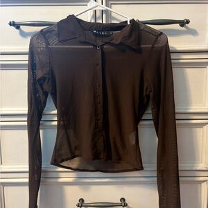 Motel Rocks Chocolate Sheer Button Up Shirt